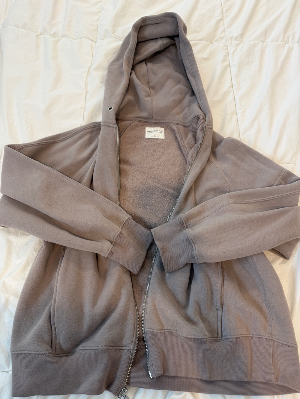 Abercrombie Dusty Purple Oversized Zip-Up Hoodie - Picture 3 of 4